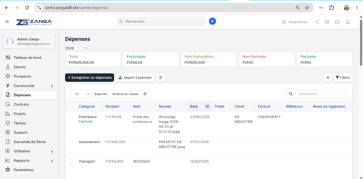 ZangaBill — Logiciel de gestion d'entreprise tout-en-un : Facturation, Comptabilité, RH & CRM