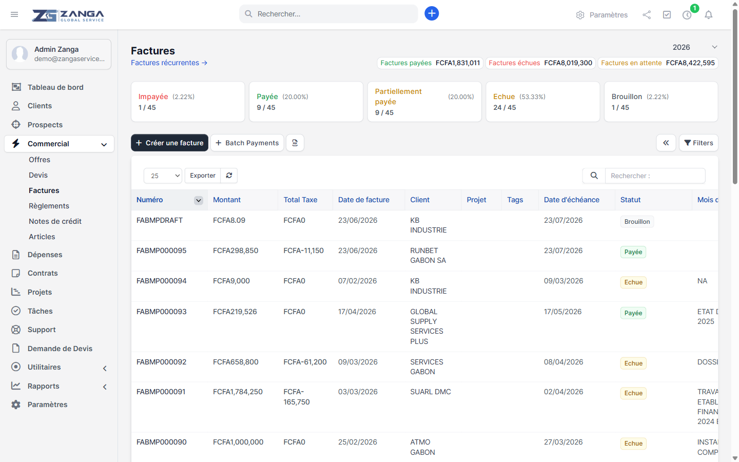 ZangaBill — Logiciel de gestion d'entreprise tout-en-un : Facturation, Comptabilité, RH & CRM