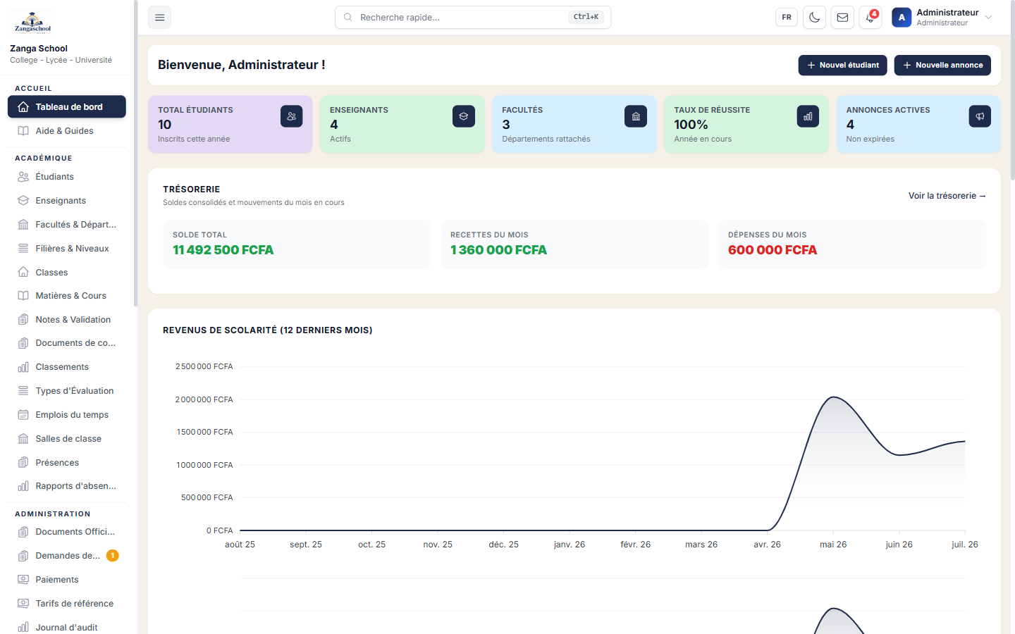 Zanga School - Logiciel de Gestion Scolaire