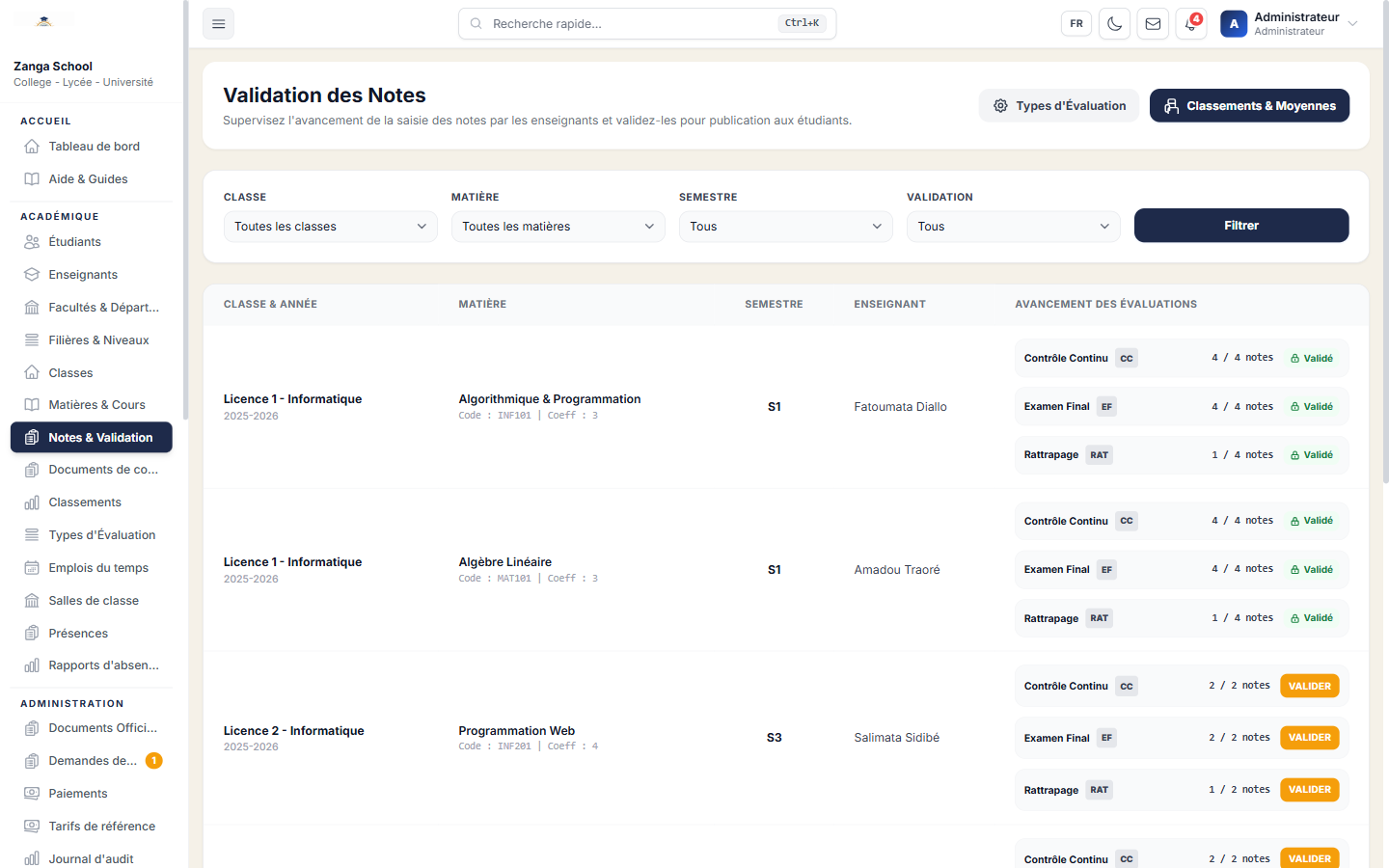 Zanga School - Logiciel de Gestion Scolaire