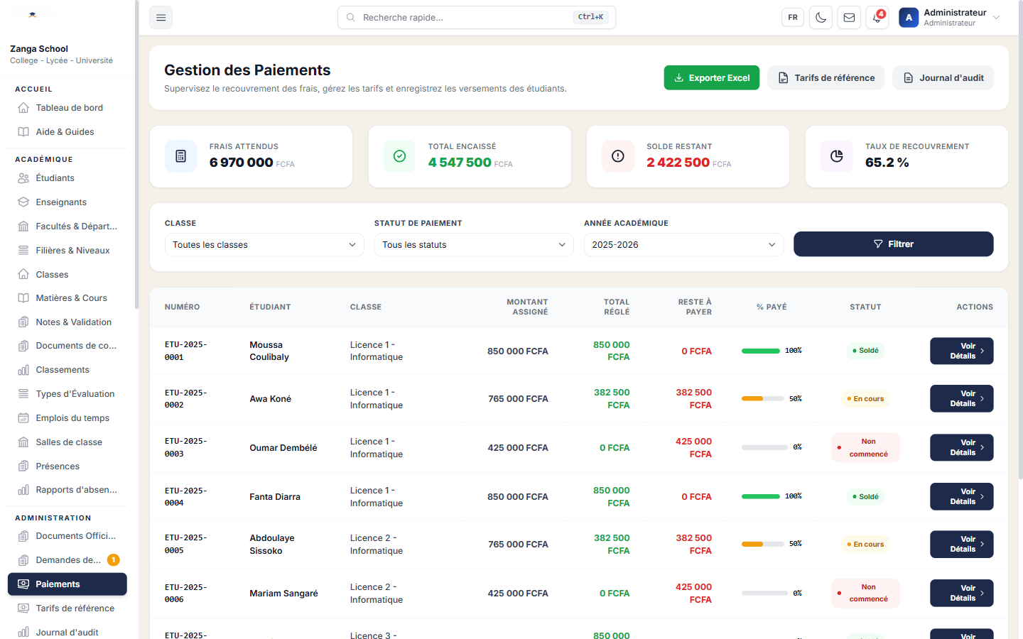 Zanga School - Logiciel de Gestion Scolaire