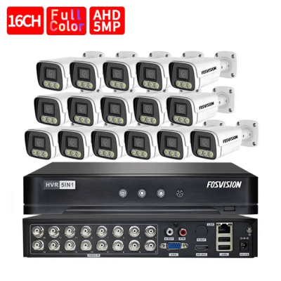 Fosvision AHD 16ch 5MP Kit de caméra IR Vision nocturne Dvr Système de sécurité